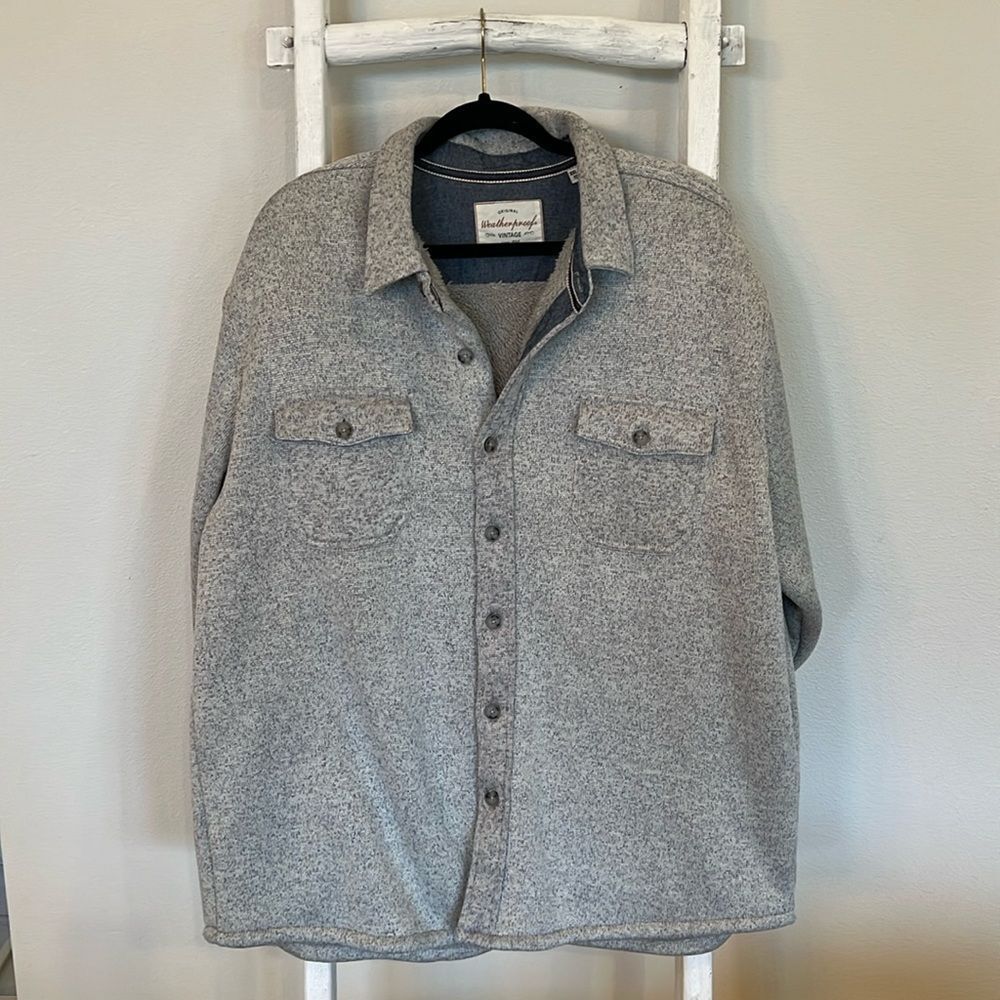 Weatherproof Vintage Gray Speckled  Men's Shirt Size XXL Grey Sherpa Lined